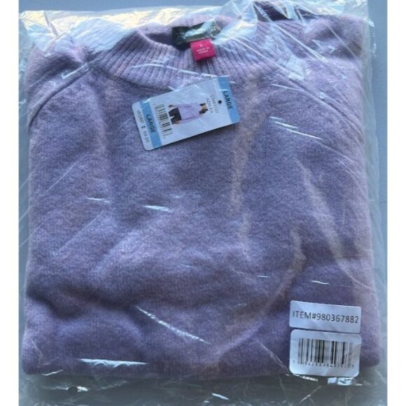 Vince Camuto Women's Ribbed Hem & Cuff Mock Neck Sweater Azalea Violet Large - Picture 5 of 9